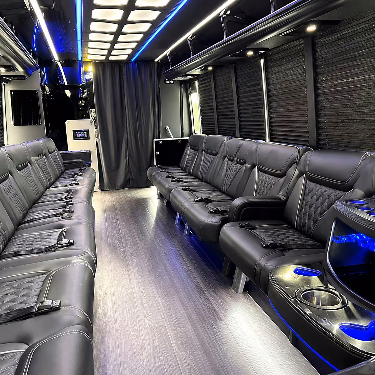 28 passenger party bus inside